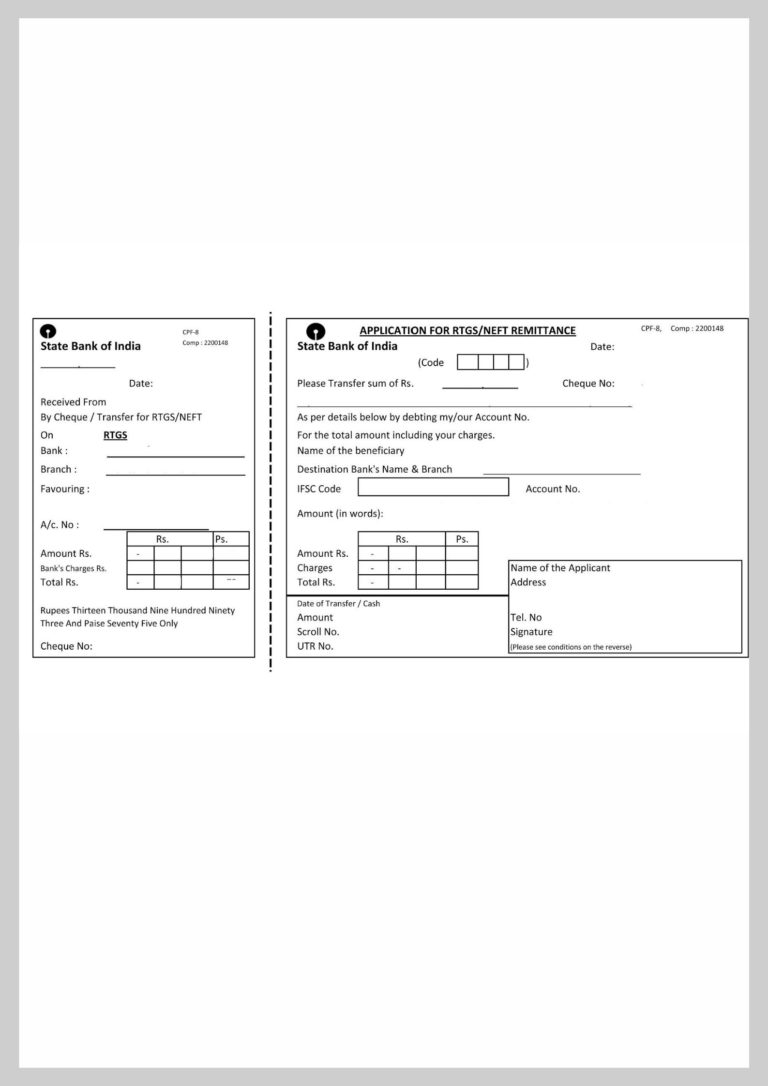 Sbi Neft Form Pdf Download Sbi Neft Transfer Timings 8286