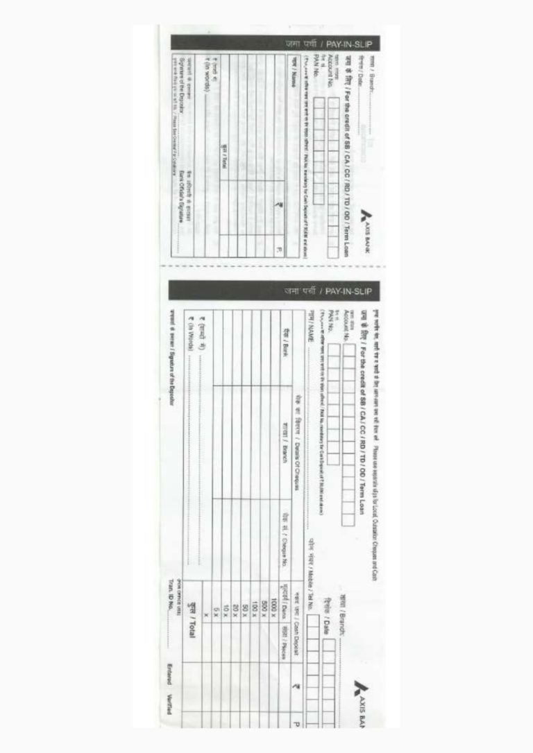 Axis Bank Deposit Slip Pdf Filling Of Axis Bank Deposit Slip 4991