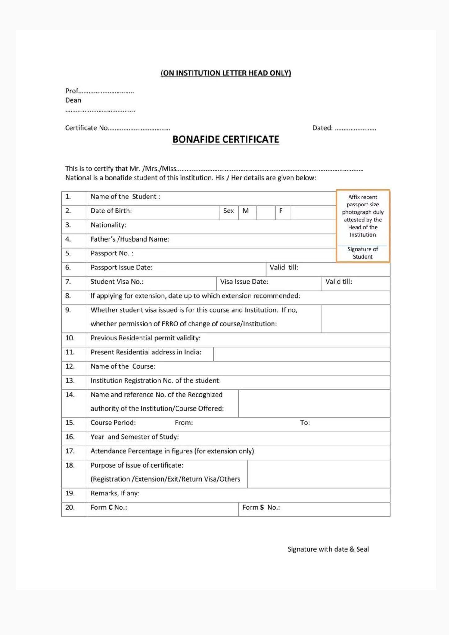 Unmarried Certificate PDF Format Download